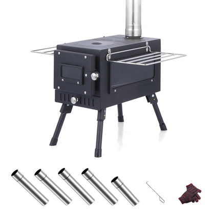 Stufa a legna da campeggio per tende portatili da esterno con tubo per cucinare in tenda