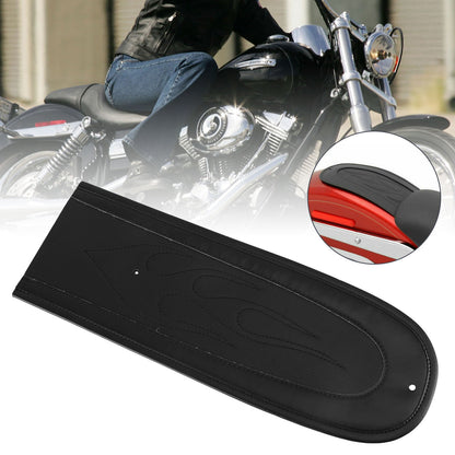 Bavaglino parafango per sedile posteriore in pelle PU con cuciture a fiamma nera adatto per Dyna Super Glide Generico