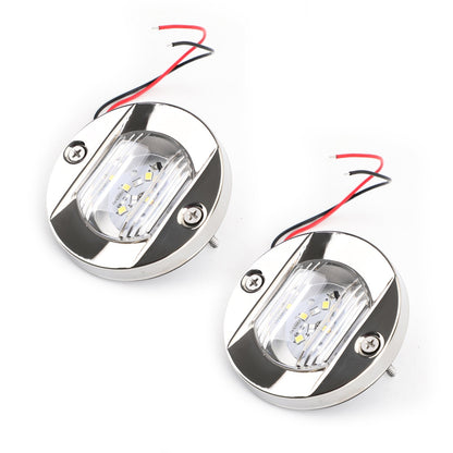 2PCS LED Marine Boat Yacht Specchio di poppa Cromo Ancora Luce di poppa Rotonda 2835-SMD 12V