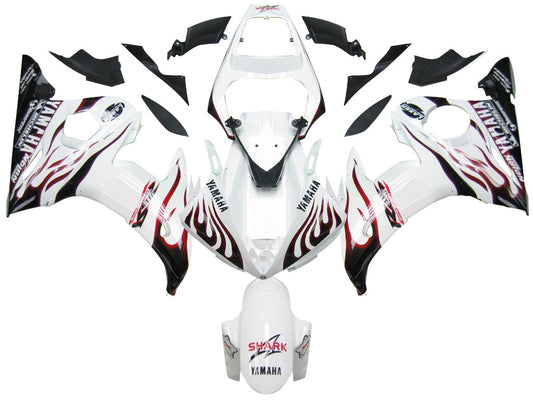 Amotopart 2003-2004 Yamaha R6 e 2006-2009 YZF R6S Disguise White? e kit di fiamma nera