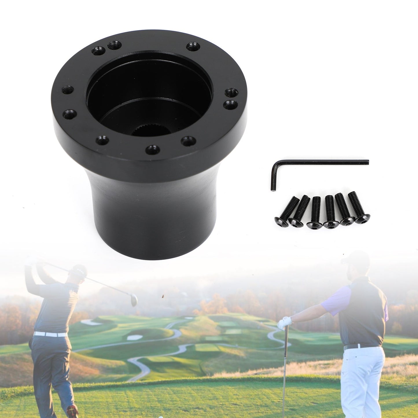 Mozzo adattatore per volante in alluminio per carrello da golf adatto per EZGO TXT e RXV nero generico
