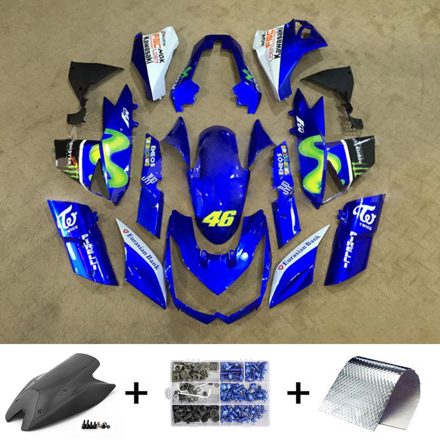 Amotopart Kawasaki Z1000 2010-2013 Kit carena Carrozzeria Plastica ABS