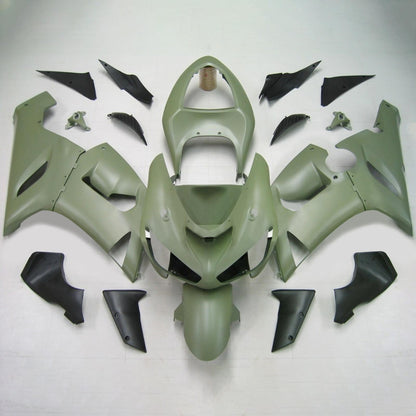 Amotopart Kawasaki 2005-2006 ZX6R 636 kit di abbigliamento grigio-verde