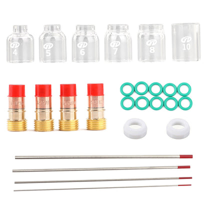 30Pcs TIG Welding Stubby Gas Lens Pyrex Cup Kit Adatto per torcia Tig WP-17/18/26