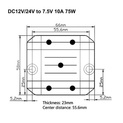 DC 12V/24V A 7.5V 10A 75W Convertitore Regolatore Alimentatori Trasformatore