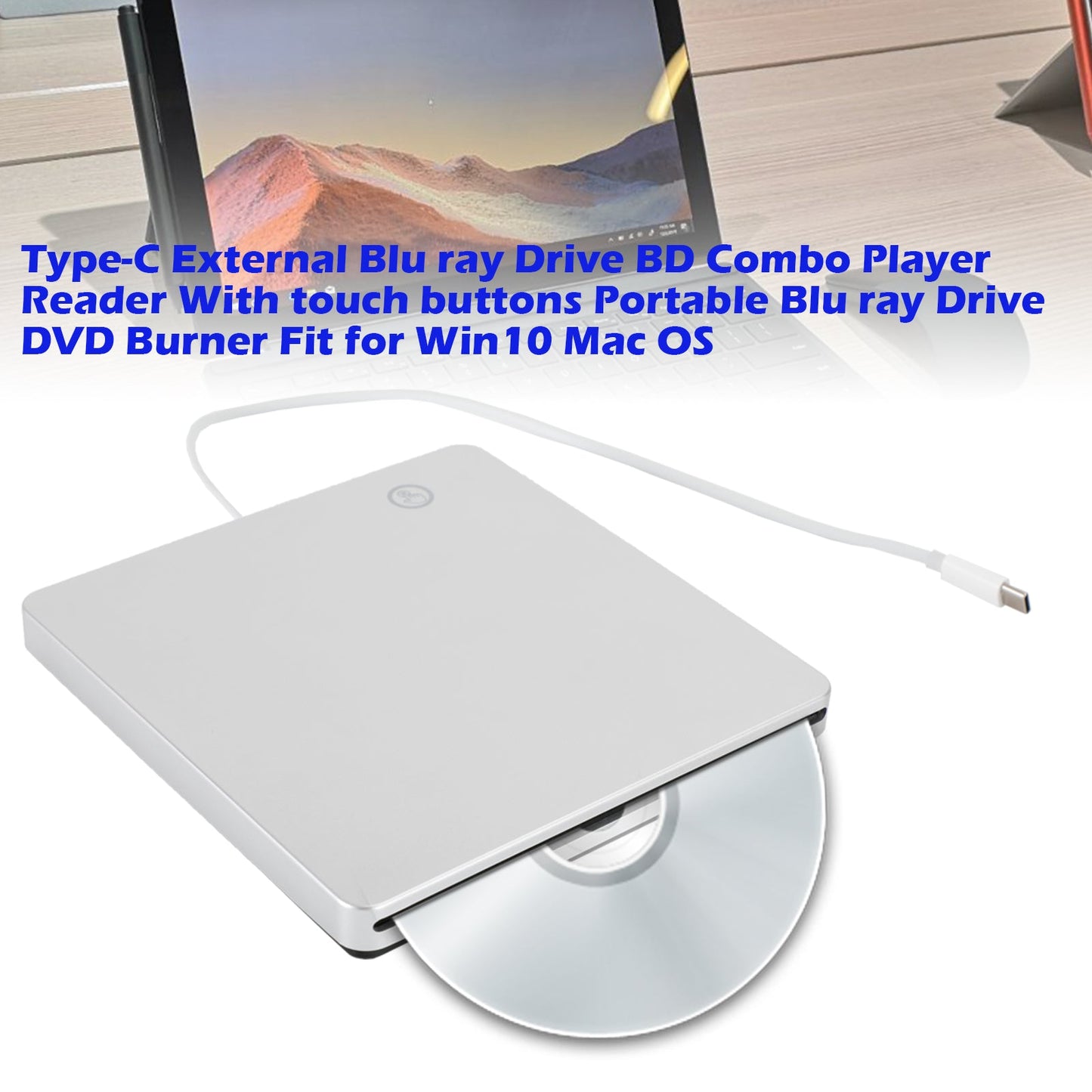 Lettore di lettore combinato DVD con unità Blu-ray portatile esterna di tipo C per Mac OS Win10