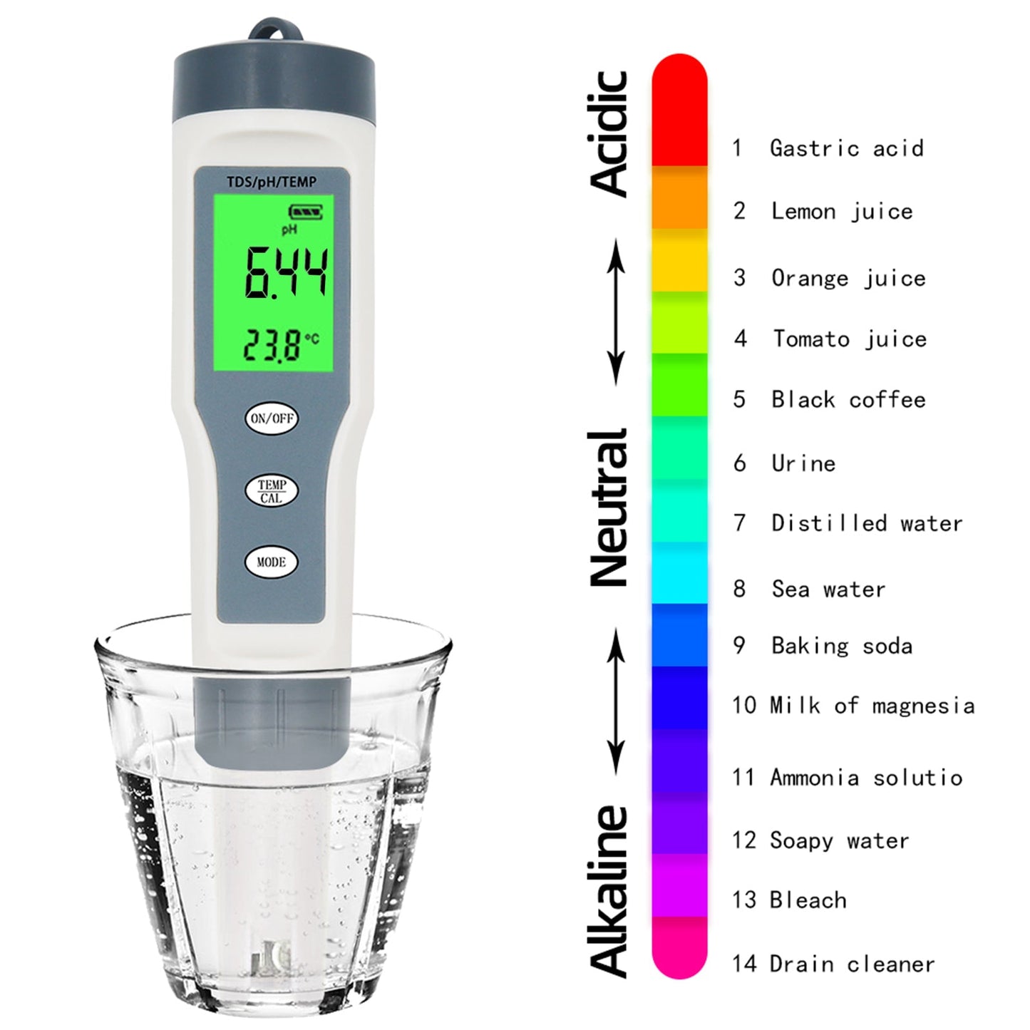 3 in 1 Digital PH TDS TEMP Strumento per tester per tester per misuratore di qualità dell&#39;acqua impermeabile