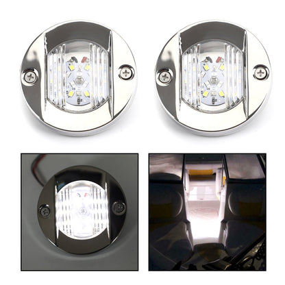 2PCS LED Marine Boat Yacht Specchio di poppa Cromo Ancora Luce di poppa Rotonda 2835-SMD 12V