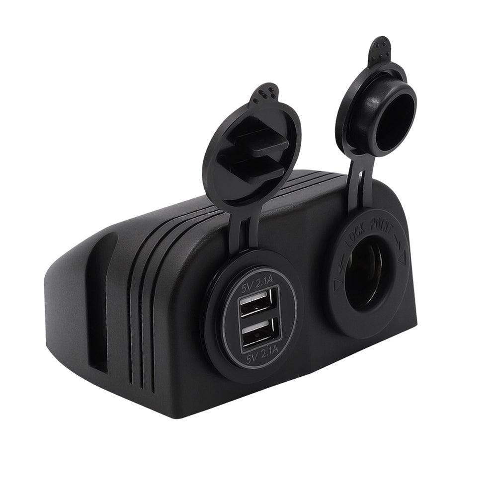 Caricabatterie 2 in 1 + accendisigari 12V/24V Pannello a 2 fori adatto per auto da barca