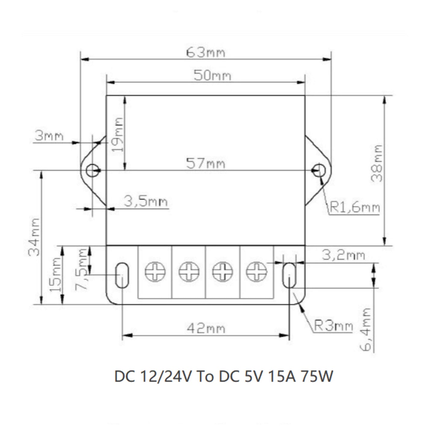 DC 12V/24V Step Down a DC 5V 15A 75W Riduttore regolatore di tensione Convertitore di potenza