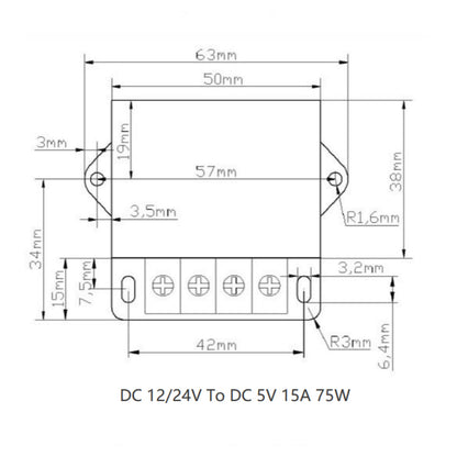 DC 12V/24V Step Down a DC 5V 15A 75W Riduttore regolatore di tensione Convertitore di potenza