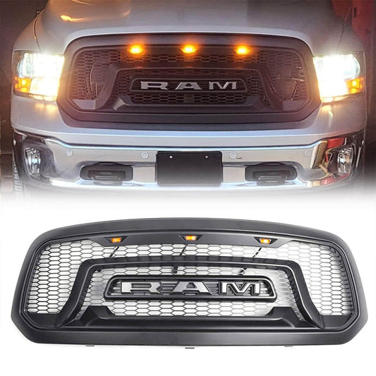 Dodge Ram 1500 | 2013-2018 | Griglia nera opaca | Lettera RAM + luci LED ambra