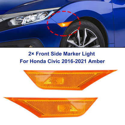 2¡Á Luce di posizione laterale anteriore per Honda Civic 2016-2021 Ambra Generico