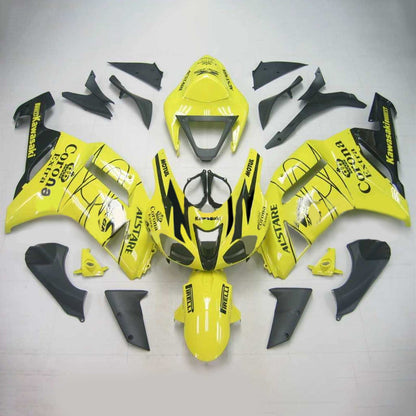 Amotopart Kawasaki 2007-2008 ZX6R 636 Yellow con kit di rivestimento in linea nera