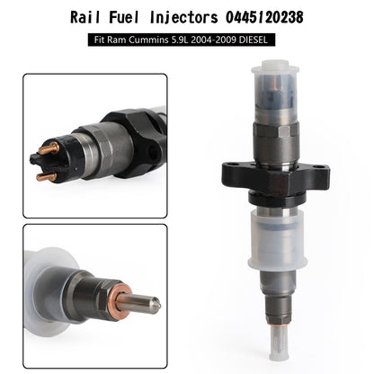 6pcs Rail Iniettori di Carburante 0445120238 Fit Ram Cummins 5.9L 2004-2009 DIESEL Generico