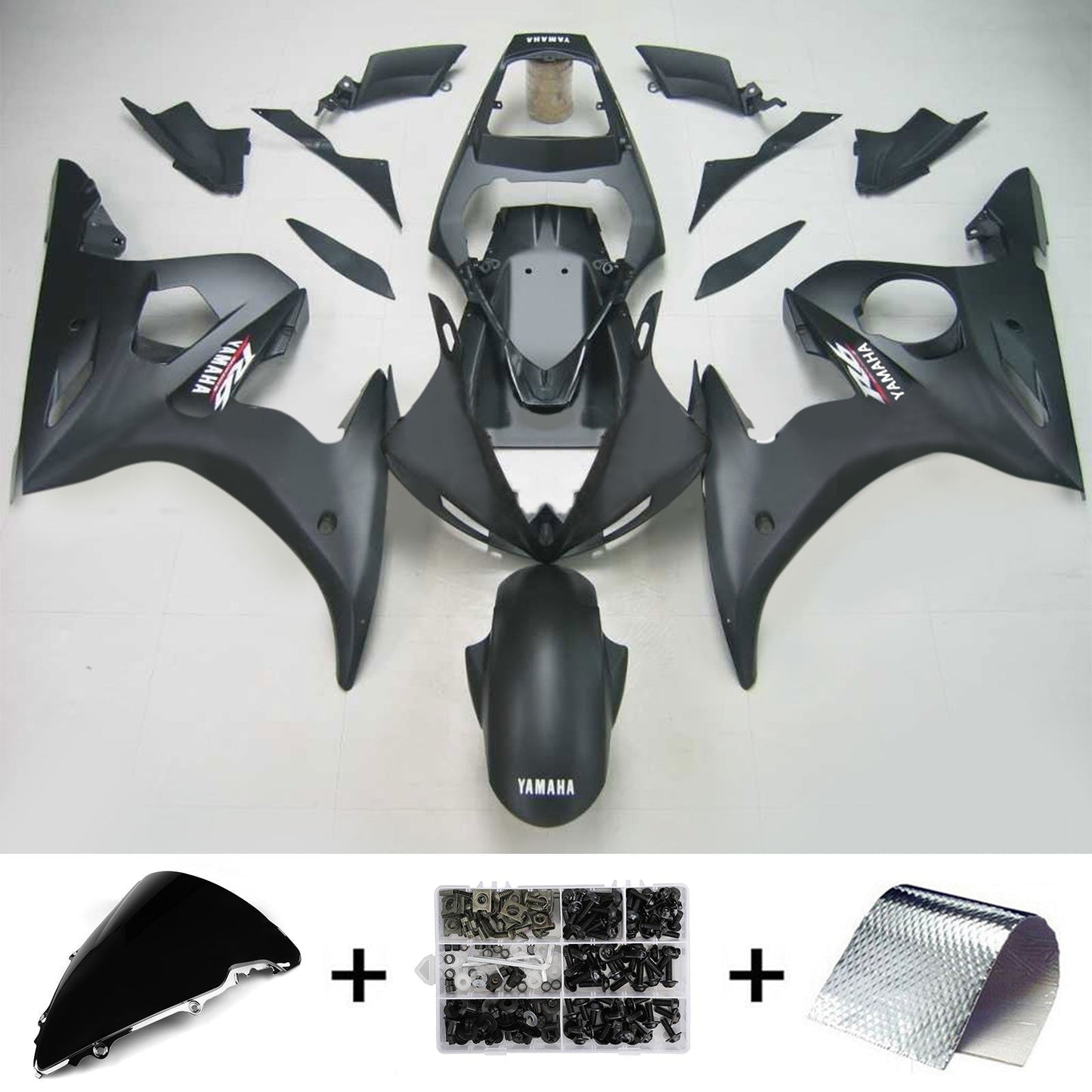 Amotopart Yamaha 2005 YZF 600 R6 Kit di rivestimento nero Matt