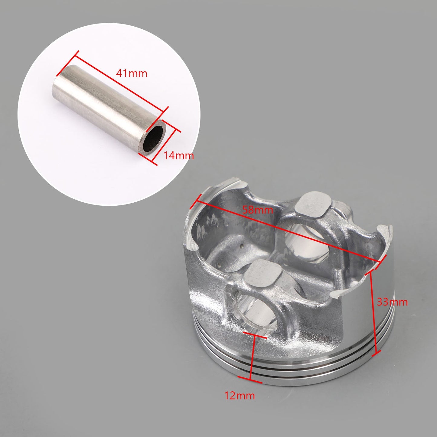 Pistone Kit &amp; Anelli Set STD +1.00 Fit per Yamaha YZF-R15 FZ 150 155cc 11-18 STD(57mm)1.00MM(58mm)Bore Size Generico