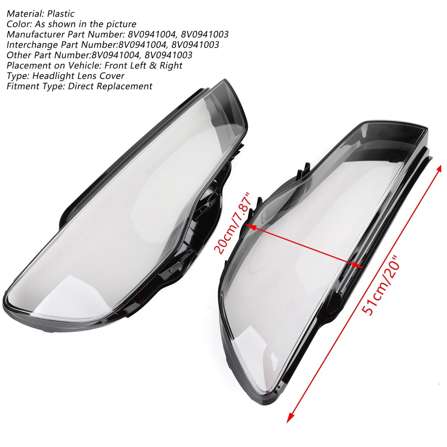 Copertura faro Lente faro per Audi A3 2013-2016 Chiaro generico