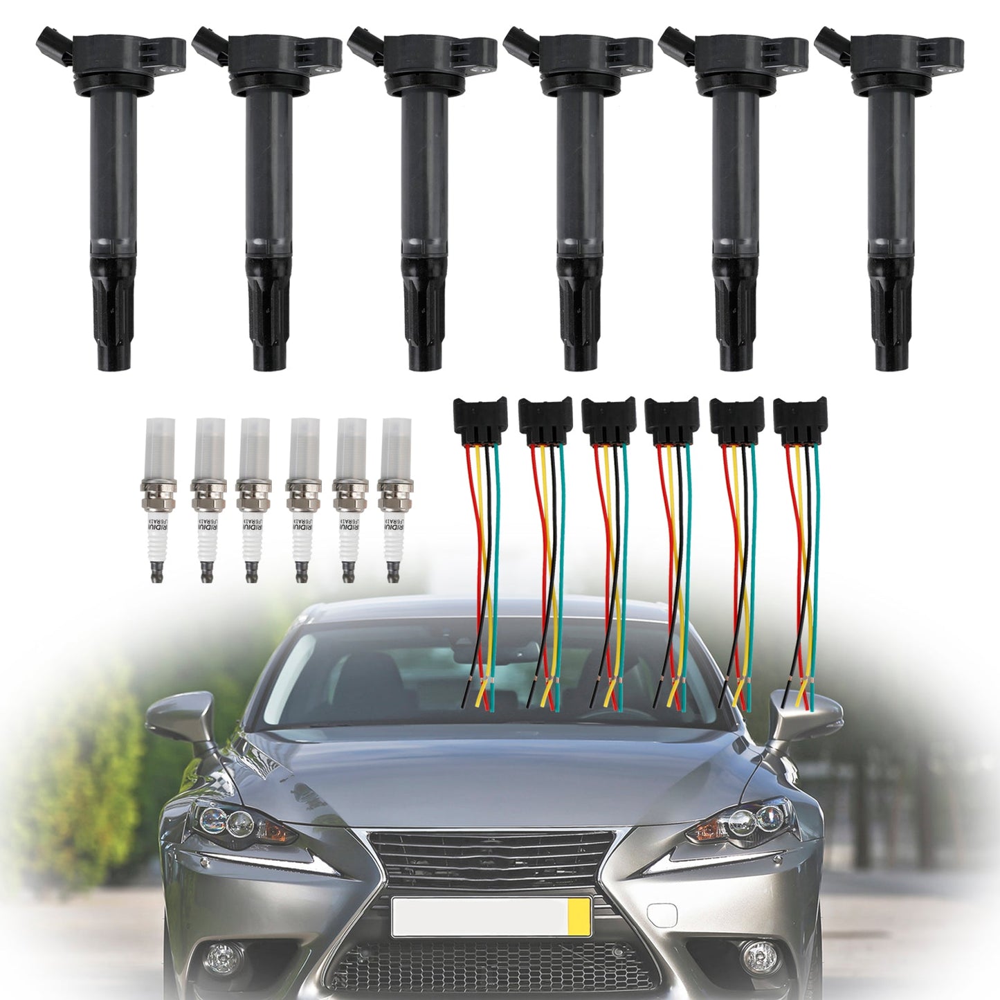 2007-2018 Lexus ES350 6 bobine di accensione + connettori + candela UF487 90919-02251