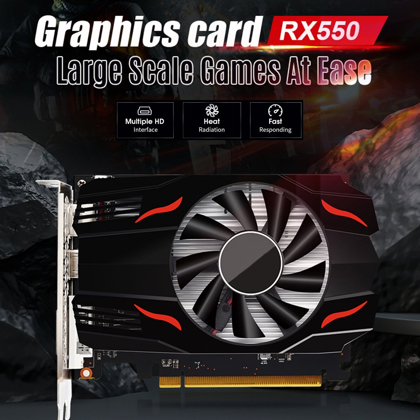 Scheda grafica RX550 DDR5 4G Interfaccia display HD indipendente per scheda grafica