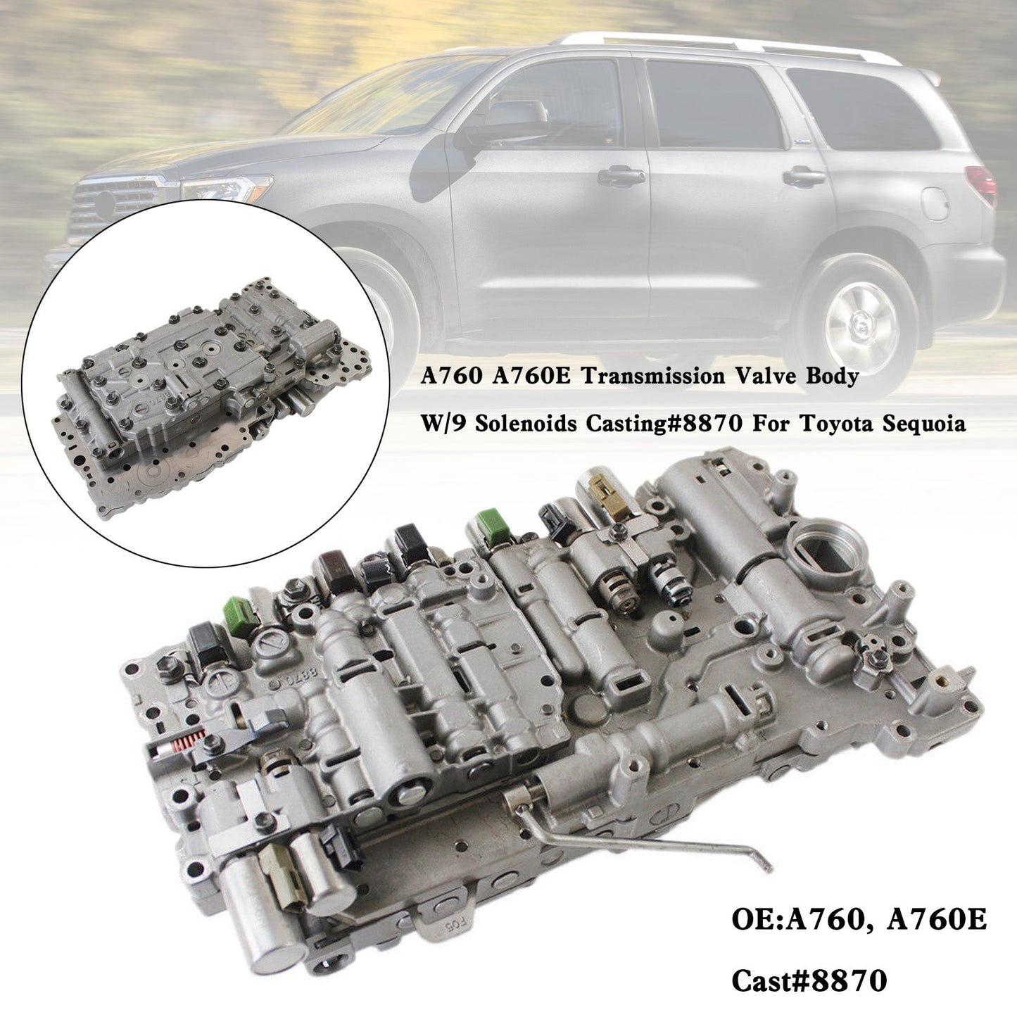 Toyota Century 2005-2014 A760 A760E Corpo valvola di trasmissione con 9 solenoidi Casting # 8870