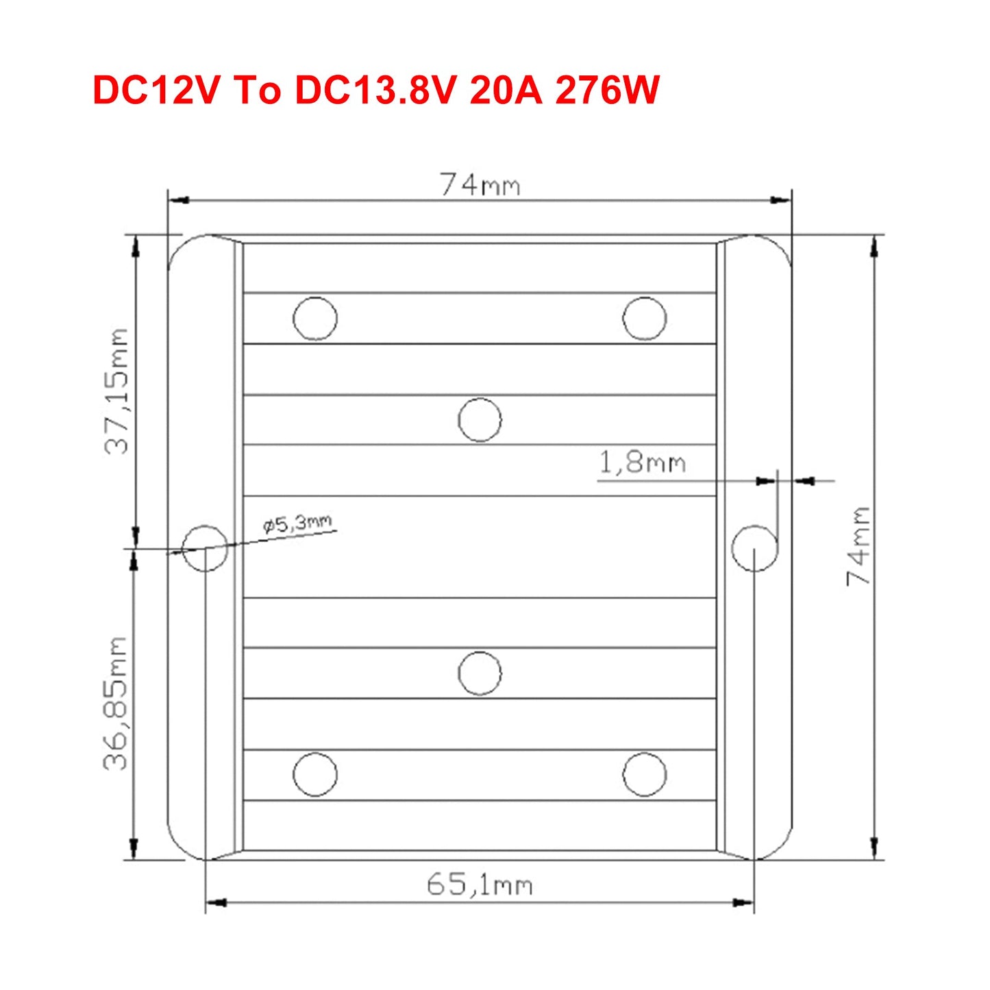 Regolatore convertitore di alimentazione step-up DC impermeabile da 12 V a 13,8 V 20 A 276 W