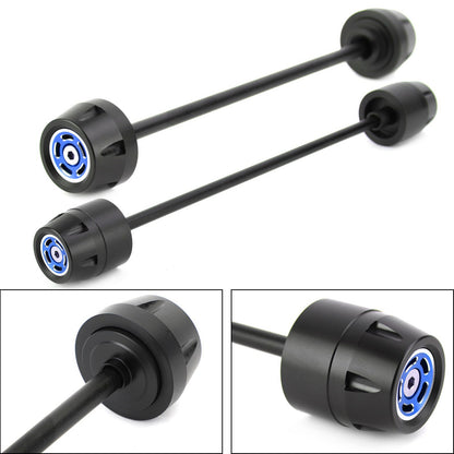 Asse ANTERIORE + POSTERIORE Forcella Slider Ruota Blu Fit per Ducati Scrambler 400 800 1100 Generico