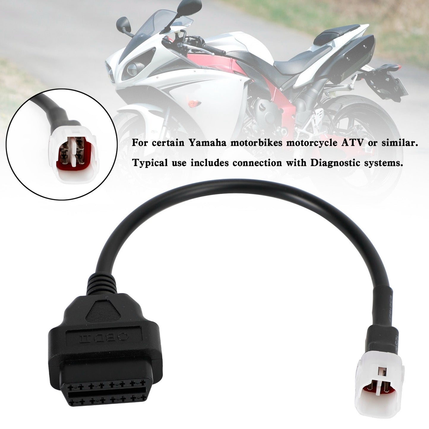 Connettore adattatore diagnostico cavo da 4 pin a OBD2 adatto per Yamaha R1 R6 MT09