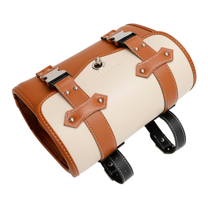 Borsa per attrezzi laterale per borsa laterale Borsa universale in tinta unita per moto Marrone-Bianco
