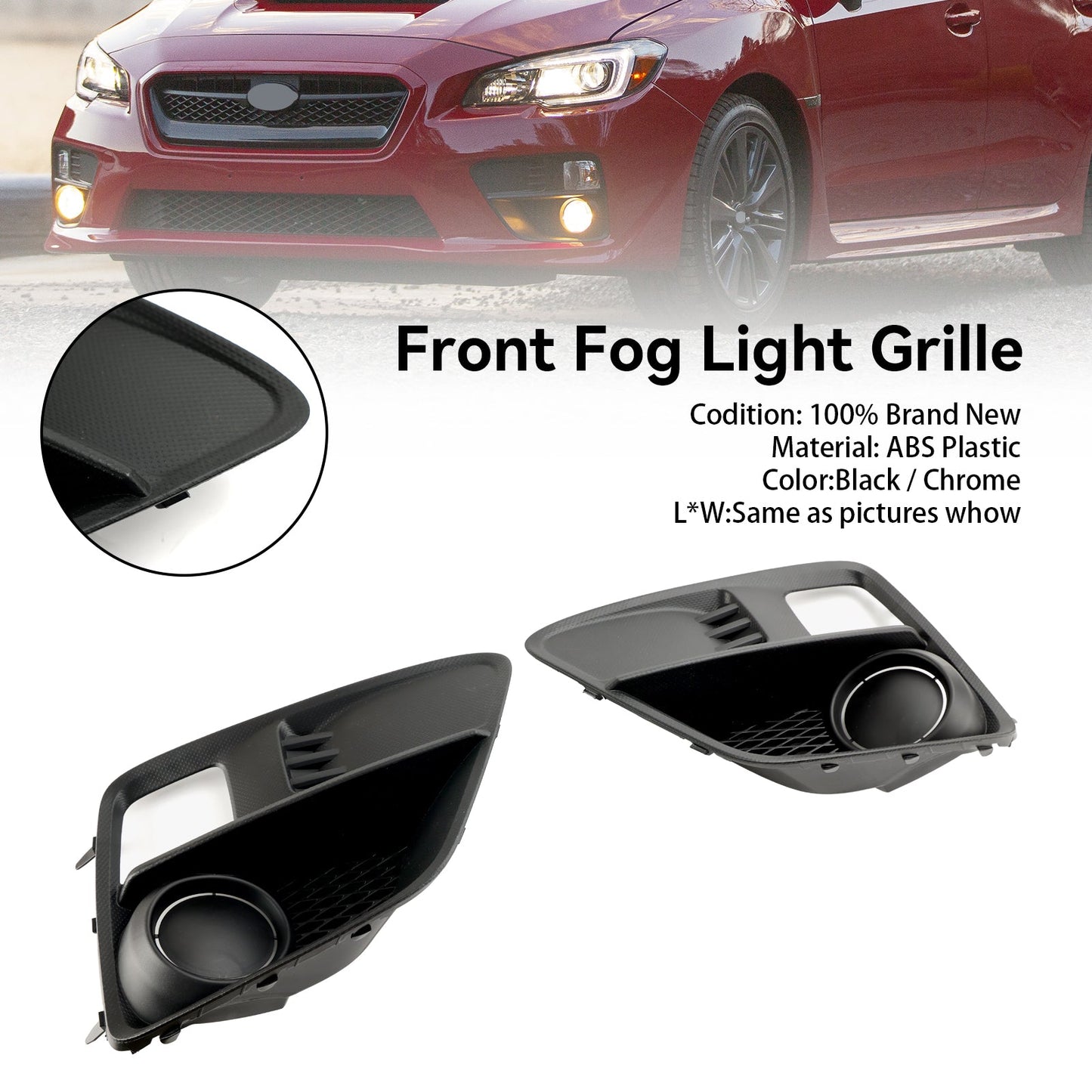 Subaru WRX e STi 2015-2017 2 pezzi copertura fendinebbia anteriore lunetta griglia griglia