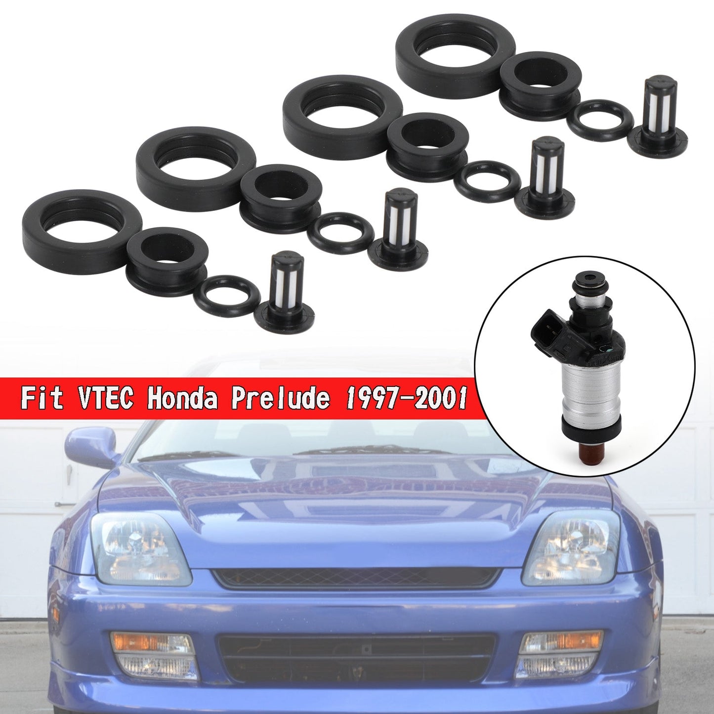 Kit di riparazione iniettori carburante 4 pezzi 06164P2J000 Fit VTEC Honda Prelude 1997-2001 Generico