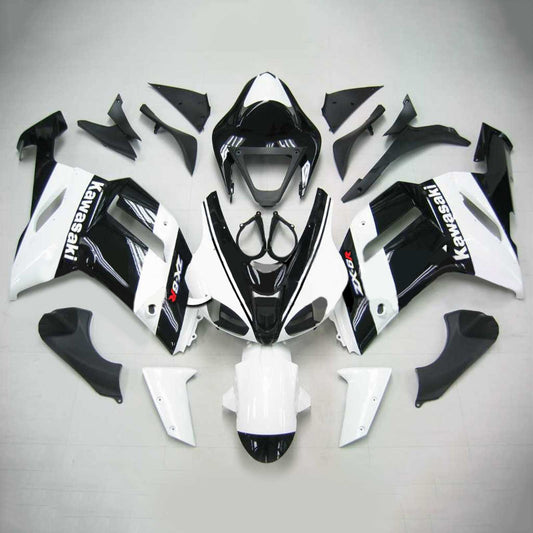 Amotopart Kawasaki 2007-2008 ZX6R 636 Kit di paura nero bianco