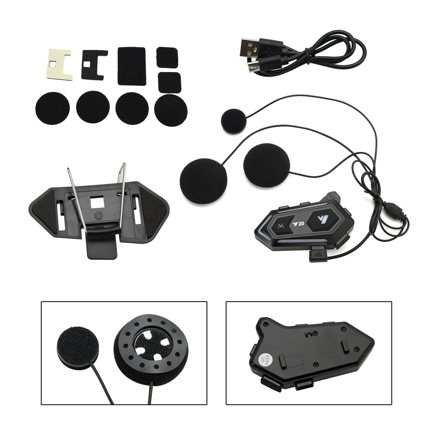 Casco auricolare Bluetooth auricolare lettore wireless universale Y20 per moto