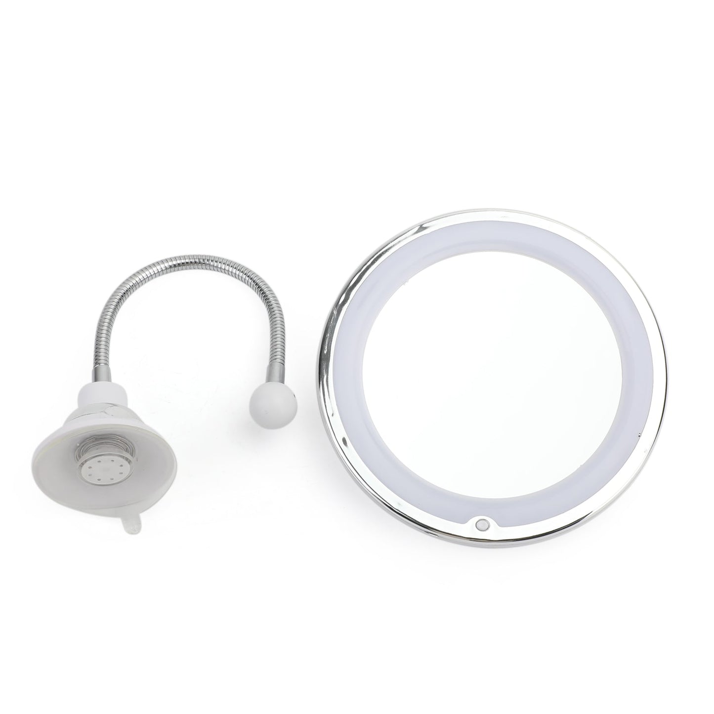 Specchio per trucco flessibile a collo d&#39;oca 10X con ventosa da bagno a luce LED 7 "