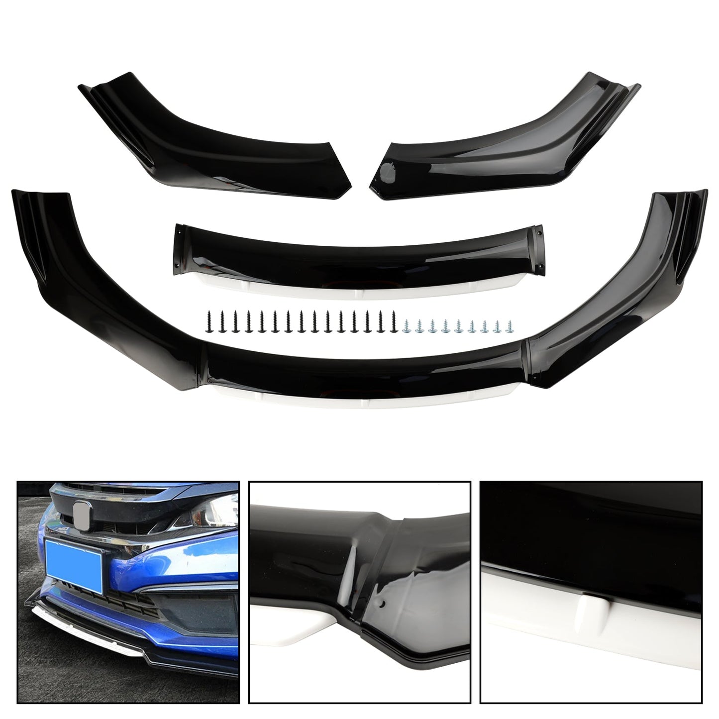 Protezione universale per diffusore splitter per paraurti anteriore per auto universale nero bianco