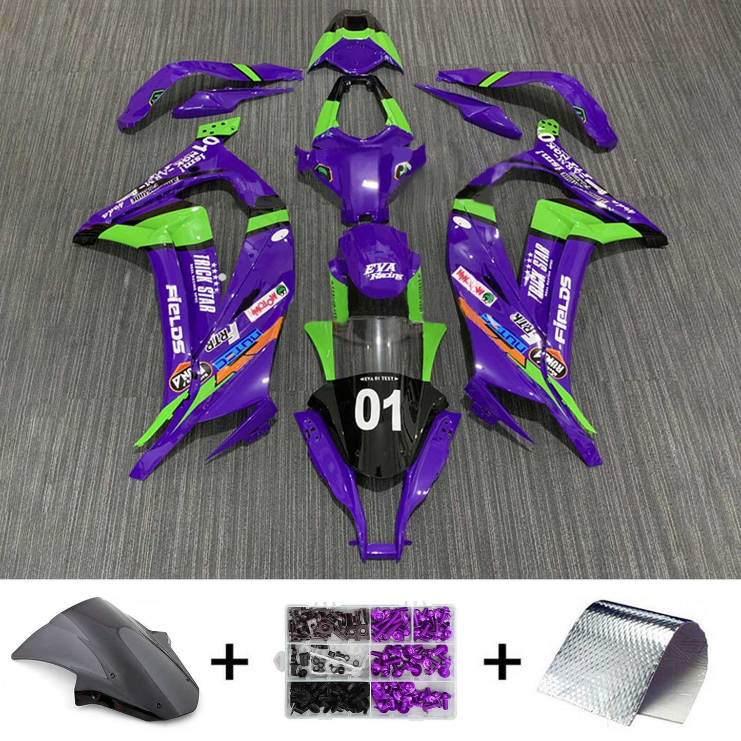 Amotopart Kawasaki ZX10R 2011-2015 Kit carena Carrozzeria Plastica ABS