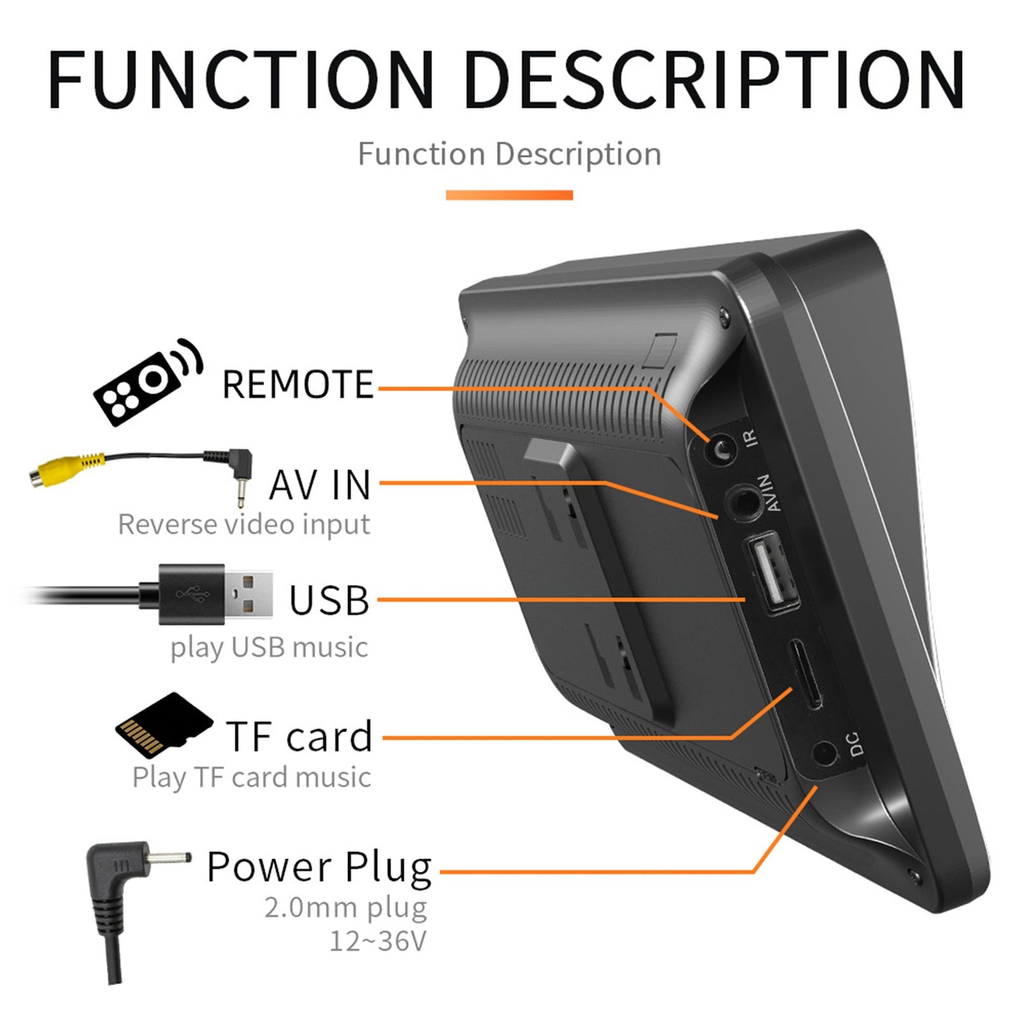 Telecomando per parasole Bluetooth multimediale per auto MP5 wireless Carplay da 7 pollici