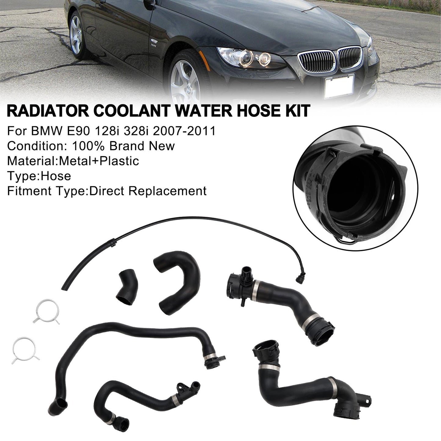 Kit tubo flessibile dell'acqua di raffreddamento del radiatore BMW E90 128i 328i 2007-2011 (7 tubi)