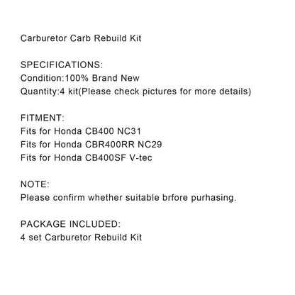 4x Vergaser Reparatur Satz per Honda CB400 NC31 CBR400RR NC29 CB400SF V-tec Generico