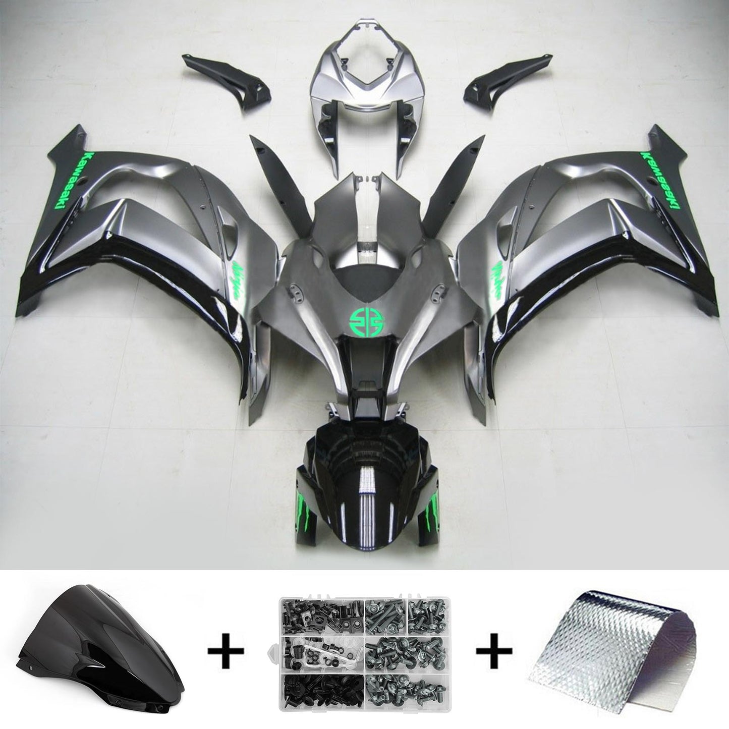 Amotopart Kawasaki 2016-2019 Kit di detrazione grigio a secco ZX10R