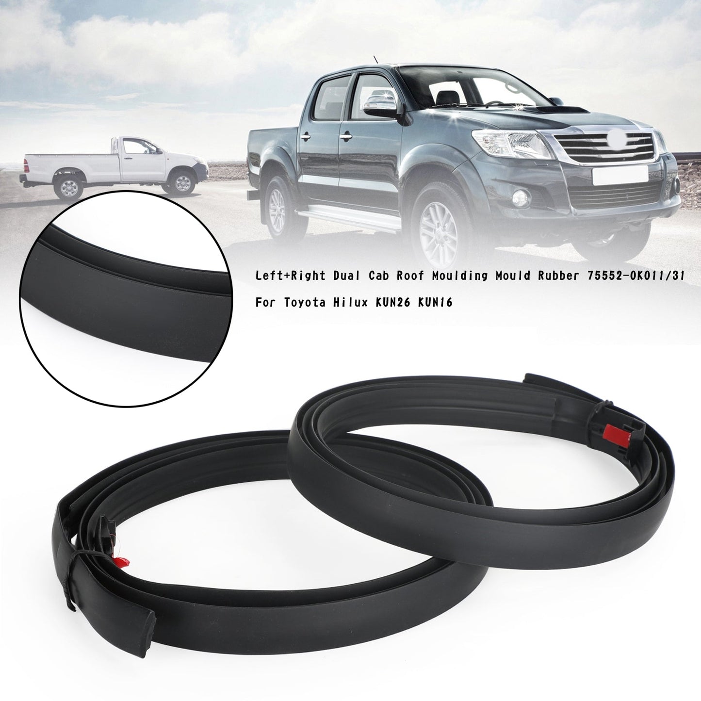Doppia gomma della muffa del modanatura del tetto della carrozza 75552-0K011/31 per Toyota Hilux KUN26 KUN16 generico