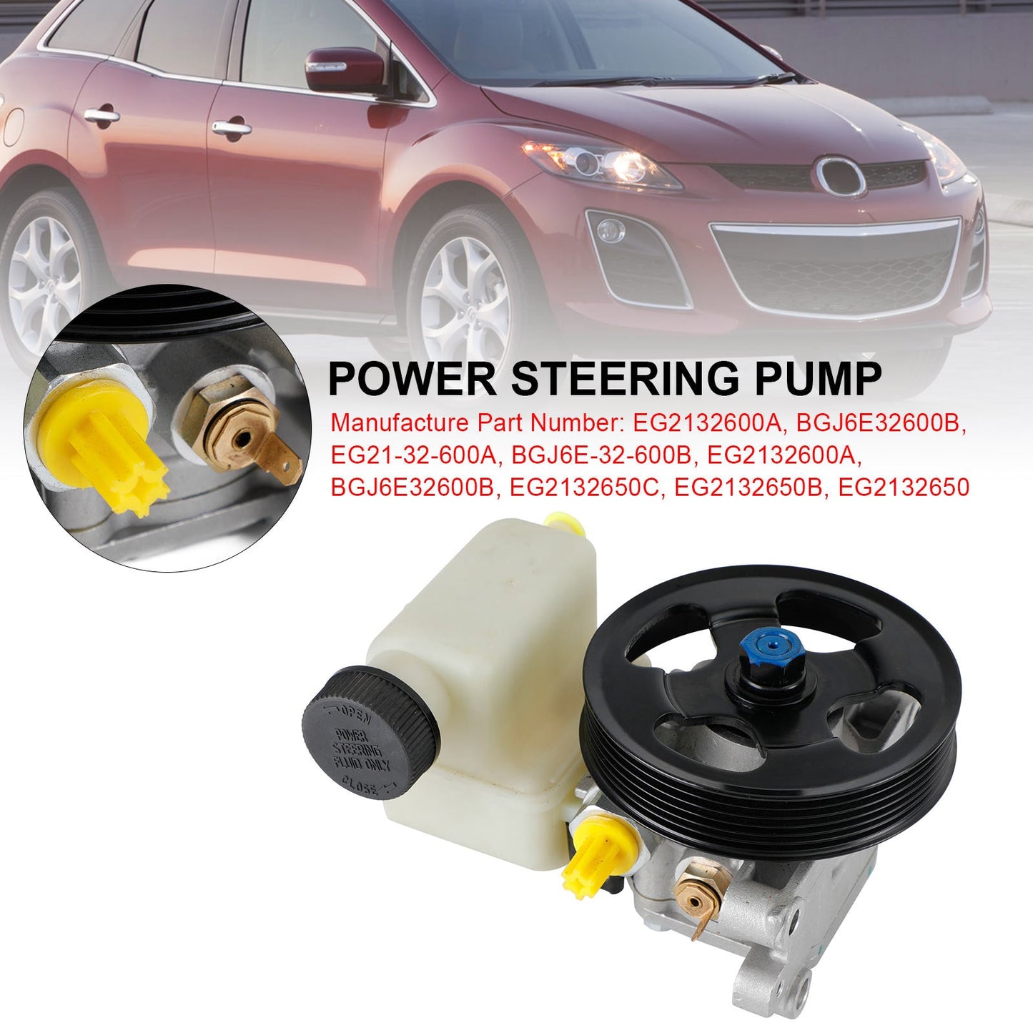2007-2012 Mazda CX-7 2.3L l4 2.5L Pompa servosterzo con puleggia e serbatoio