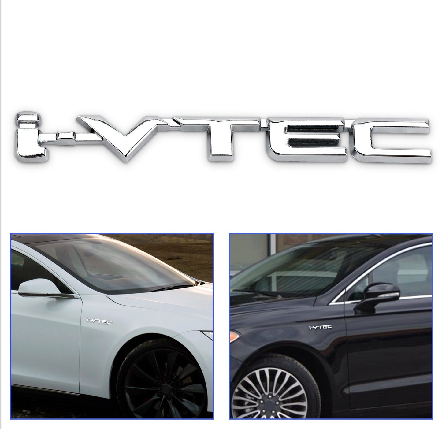 3D Metal i-VTEC Car Trunk Rear Turbo Fender Distintivo dell'emblema Decalcomanie Adesivi Argento Generico