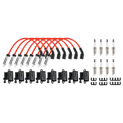 2003-2005 Chevrolet Express 2500 GMC Savana 1500 2500 3500 Confezione da 8 bobine di accensione quadrate e cavo per candele