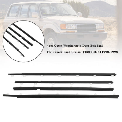 4 pezzi Guarnizione esterna della cinghia della porta per Toyota Land Cruiser FJ80 HDJ81 90-98