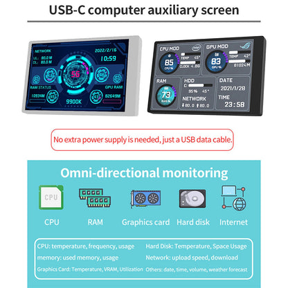 Computer CPU GPU RAM HDD Display liberamente AIDA64 Monitor schermo IPS da 3,5 pollici