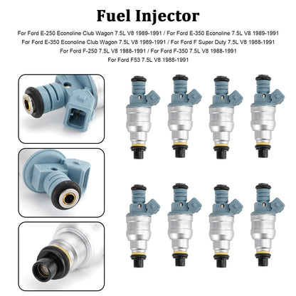 1988-1991 Ford E-250 E-350 7.5L V8 822-11120 8PCS Iniettori di carburante 0280150759