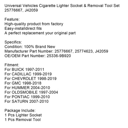 Set presa accendisigari e strumenti di rimozione universali per veicoli 25776667 J42059