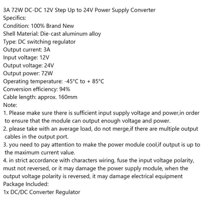 DC-DC 12V Step Up fino a 24V 3A 72W Regolatore convertitore di alimentazione per auto Impermeabile