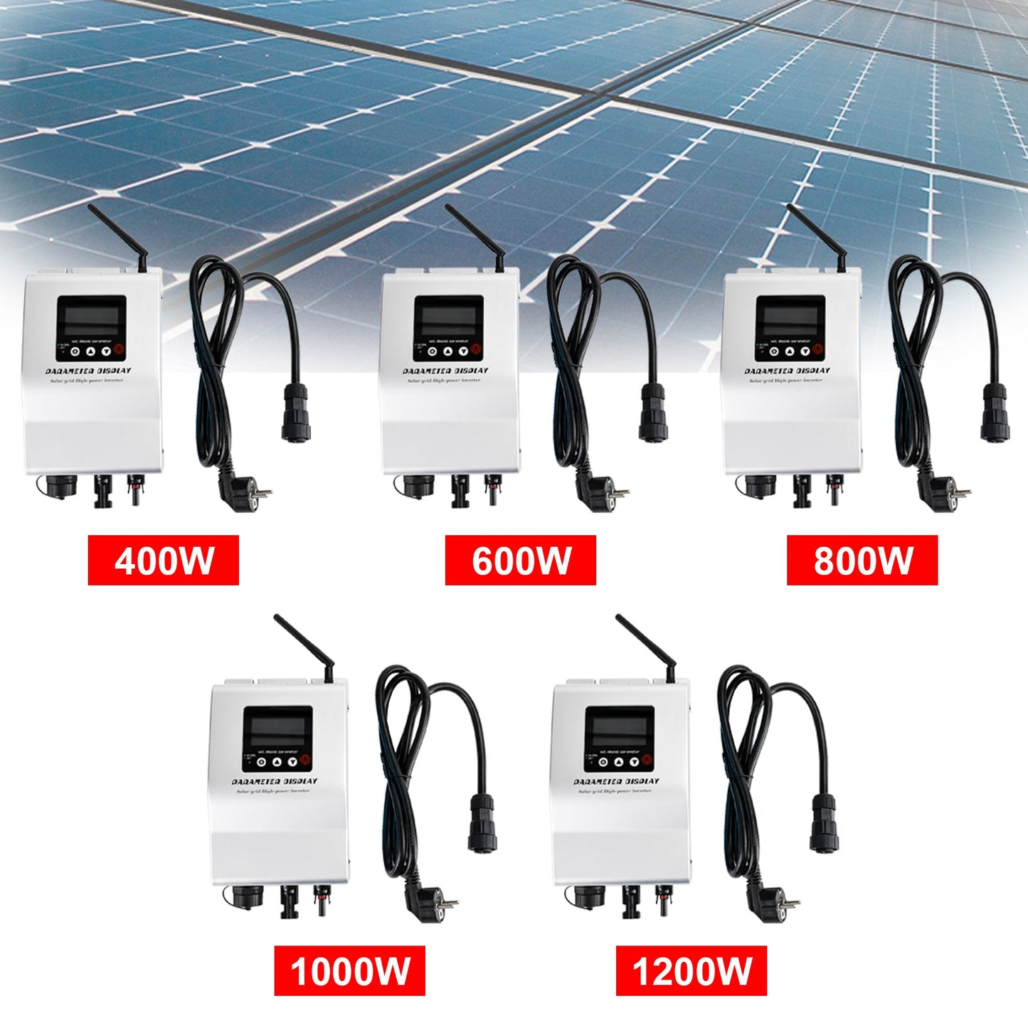 400/600/800/1000/1200W Solar Inverter Grid Tie MPPT Micro Inverter Controllo APP